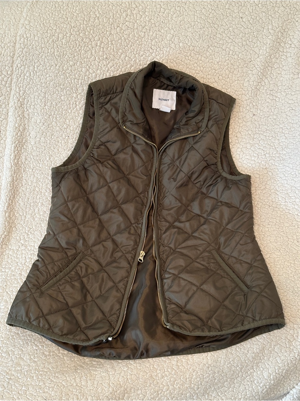 Old Navy Olive Green Quilted Puffer Vest XS